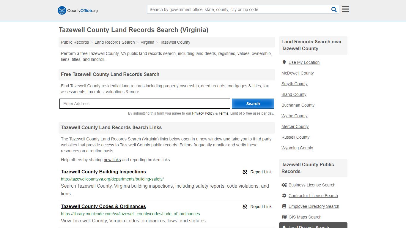 Land Records Search - Tazewell County, VA (Deeds, GIS Maps ...